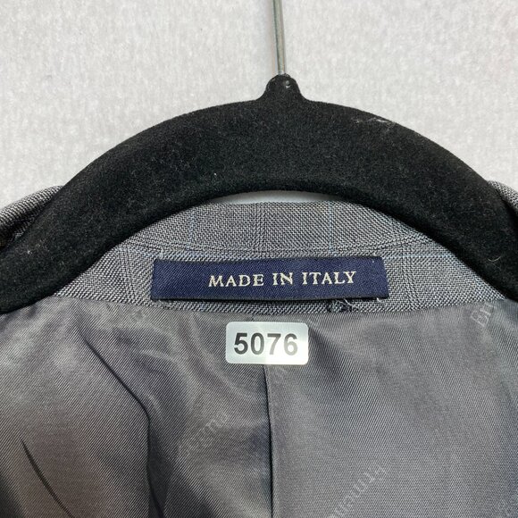 VINTAGE Ermenegildo Zegna Blazer Mens 56R Gray Plaid Sport Coat Notch Patch - Picture 9 of 16